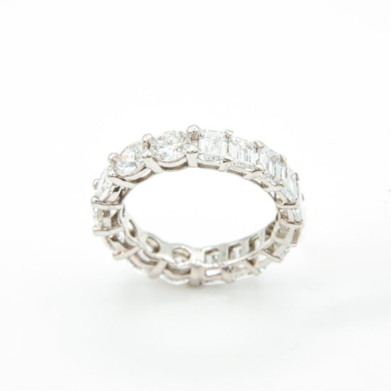 14K Round & Baguette Diamond Eternity Ring