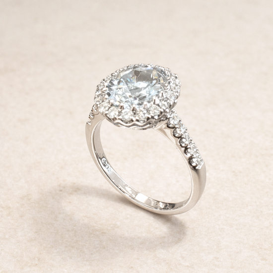 14K White Gold Aquamarine Diamond Ring – side edit