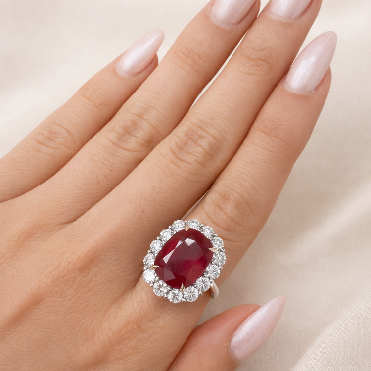 14K White Gold Bypass Ring with Baguette and Round Diamond Clusters – model edit
