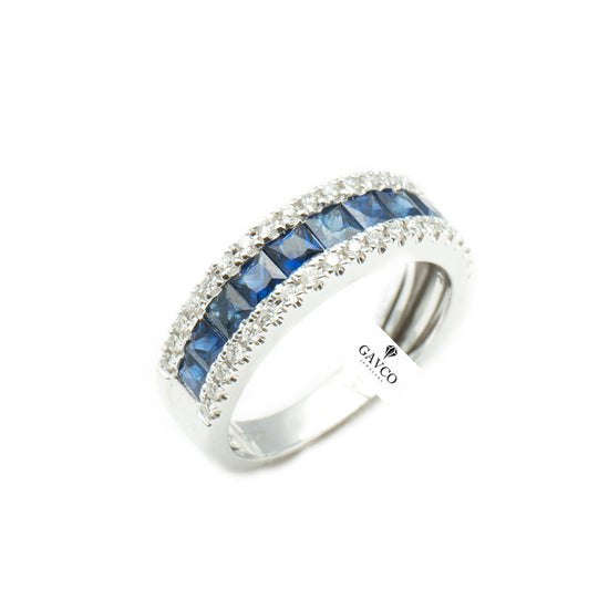 14K White Gold Blue Topaz and Diamond Halo Ring