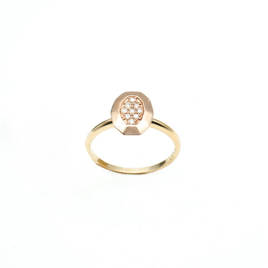 14K Rose Gold Diamond Hexagon Fashion Ring
