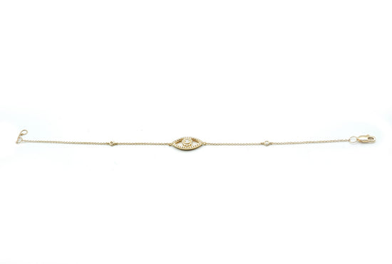 14K Yellow Gold Evil Eye Diamond Bracelet