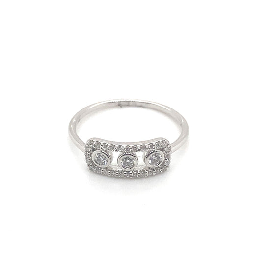 14K White Gold Rectangular Floating Diamond Ring