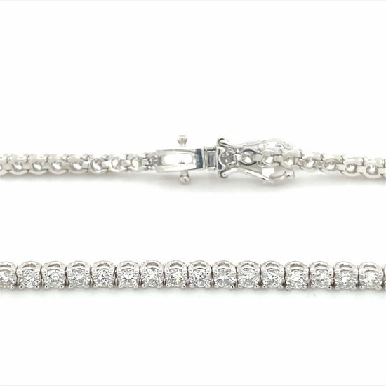 14K White Gold Diamond Tennis Bracelet with Double Clasp