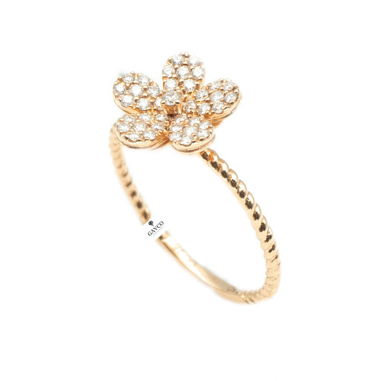 18K Rose Gold Diamond Flower Ring