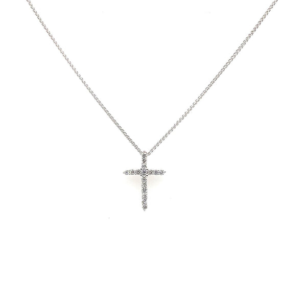 Elegant diamond cross with chain.