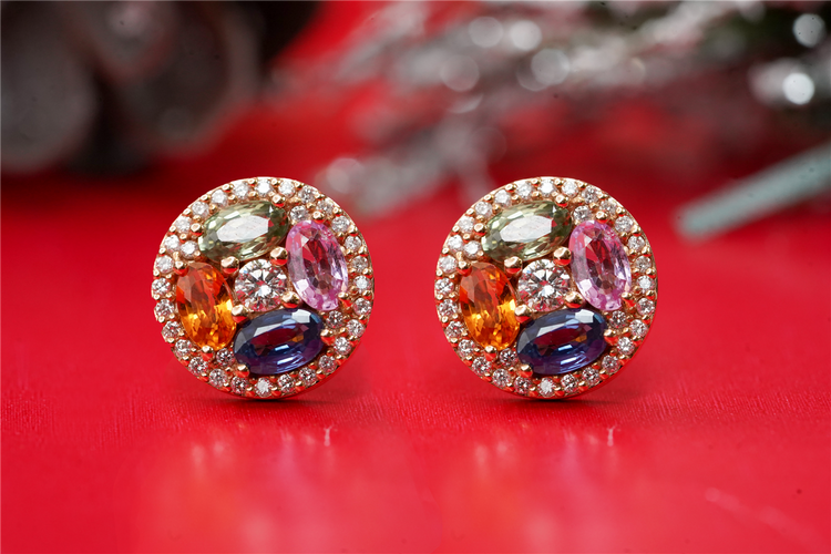 Colored Stones & Diamond Earrings