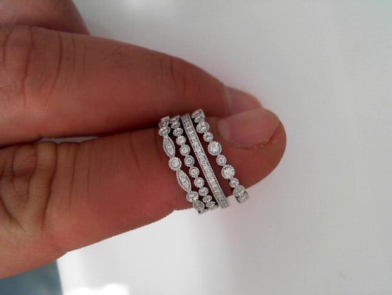 4-Piece 14K White Gold Diamond Ring Set