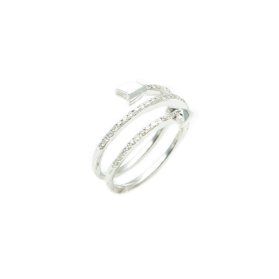 14K White Gold Guiding Arrow Diamond Ring