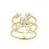 14K Yellow Gold Triple-Row Floral Diamond Cluster Ring - front