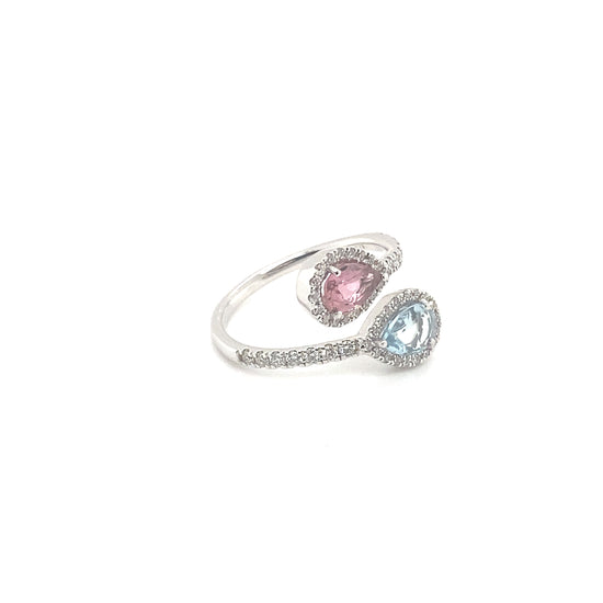 Dual Pear Tourmaline Diamond Bypass Ring