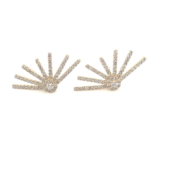 18K Yellow Gold Diamond Sunrise Stud Earrings