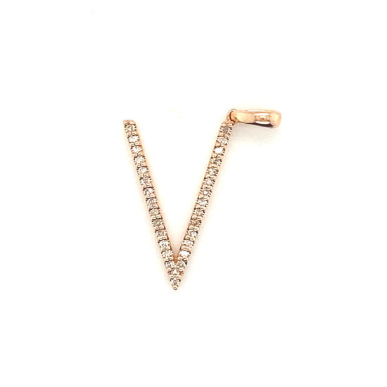 14K Rose Gold Diamond Thin V Pendant
