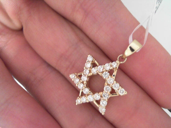 14K Yellow Gold Diamond Star of David Pendant
