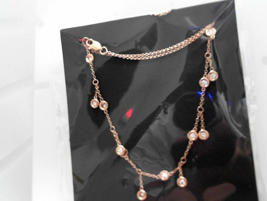 14K Rose Gold Bezel-Set Diamond Dangling Necklace