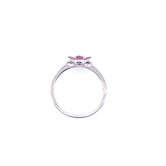 Blooming Elegance Ruby and Diamond Flower Ring
