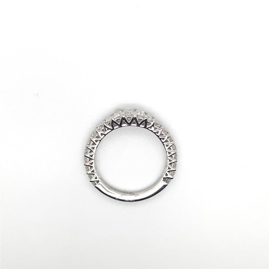 14K White Gold Diamond Ring with Baguette Center