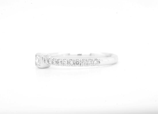 14K White Gold Diamond Ring with Rectangular Center