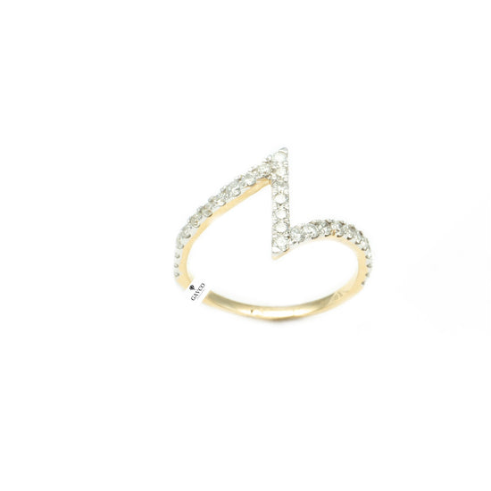 14K Yellow Gold Chevron Diamond Ring