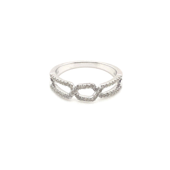 14K White Gold Woven Diamond Ring