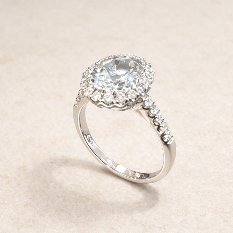 14K White Gold Aquamarine Diamond Ring – side edit