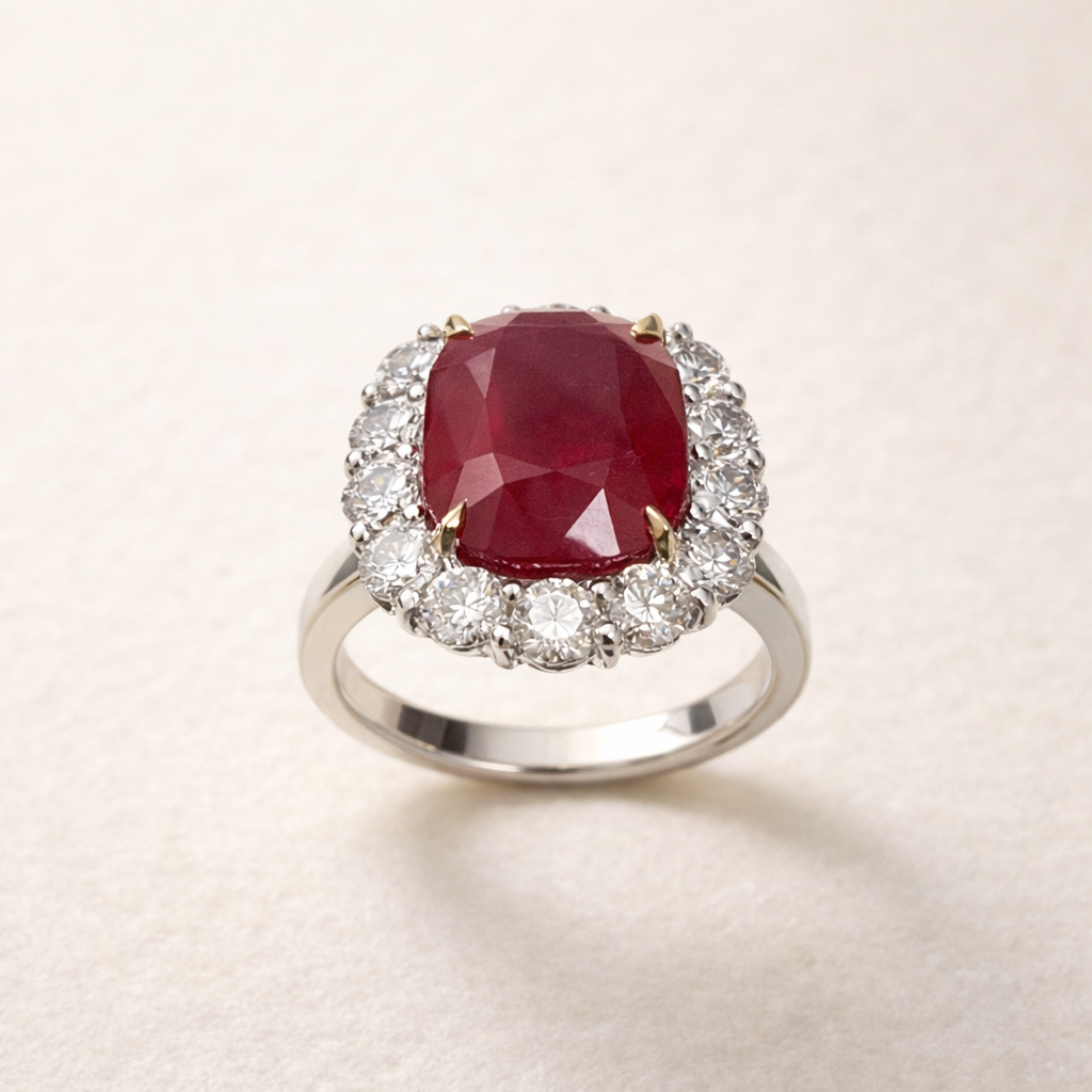 14K White Gold Bypass Ring with Baguette and Round Diamond Clusters – front edit