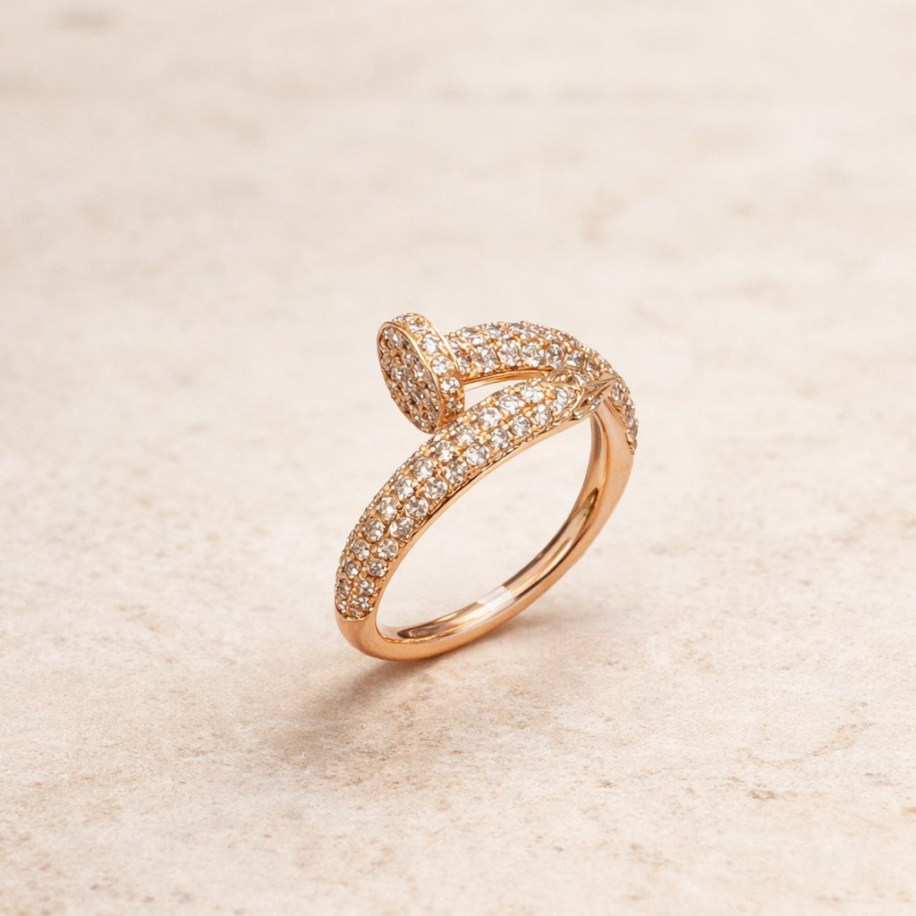 Rose Gold Diamond Nail Ring – side edit