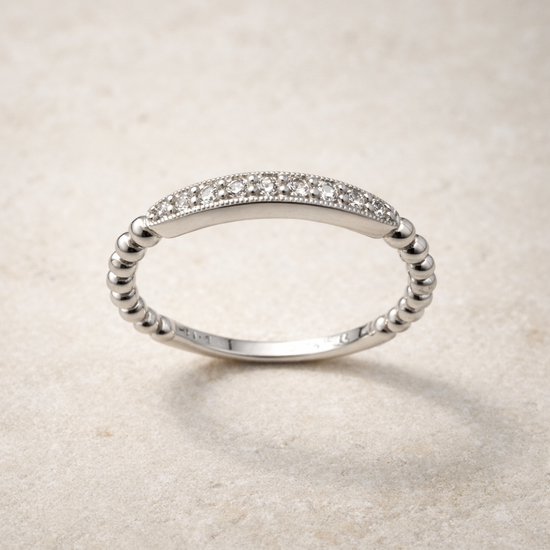 14K White Gold Ladies Diamond Band – front edit