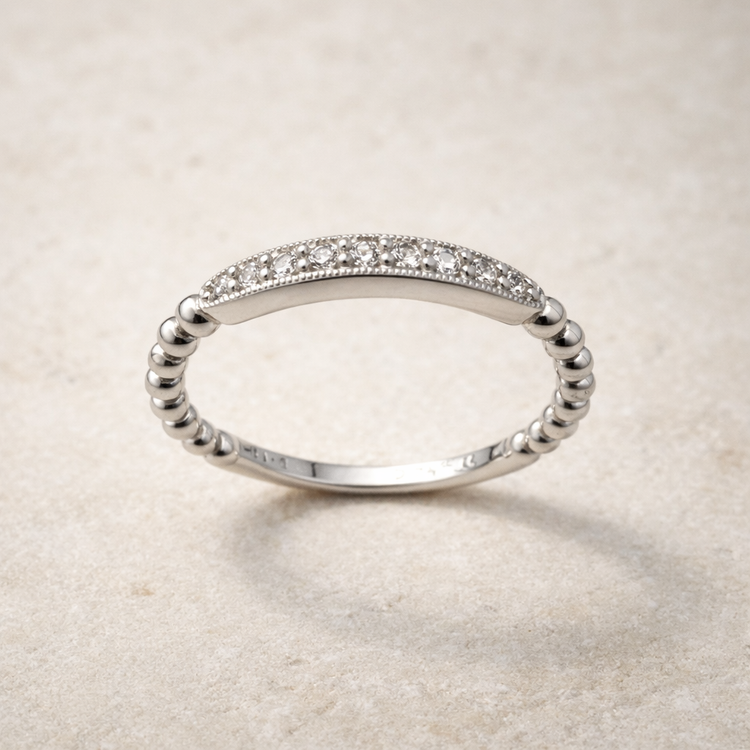 14K White Gold Ladies Diamond Band – front edit