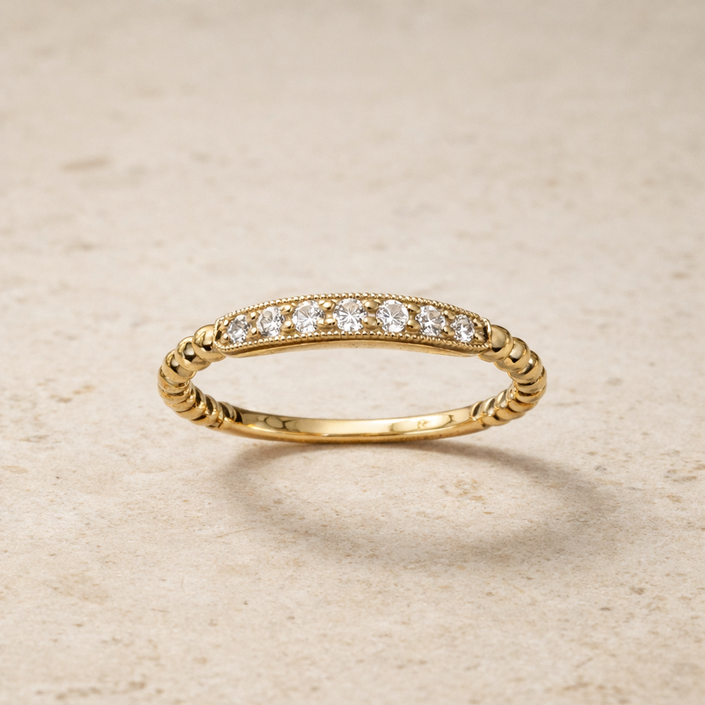14K Yellow Gold Ladies Diamond Band – front edit