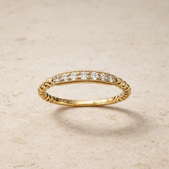 14K Yellow Gold Ladies Diamond Band – front edit