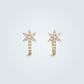 18K Yellow Gold Diamond Star Huggie Earrings – front edit