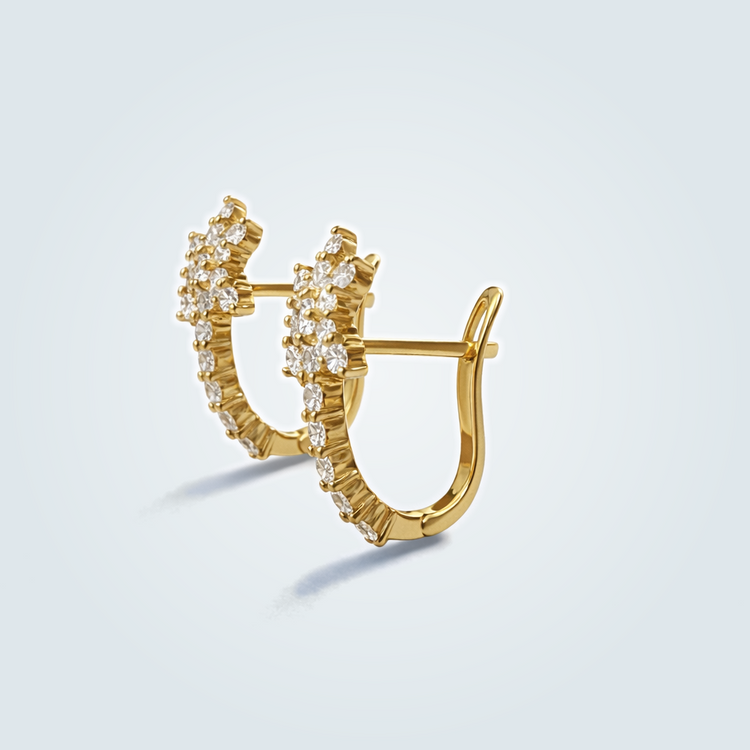 18K Yellow Gold Diamond Star Huggie Earrings – side edit