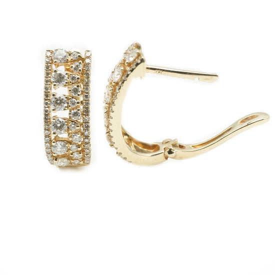 14K Yellow Gold Diamond Lever back Earrings with Illusion Pear Design