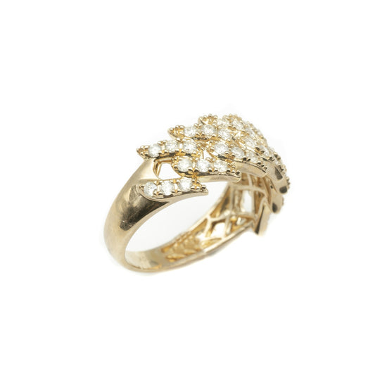 10K Yellow Gold Diamond Cuban Link Ring