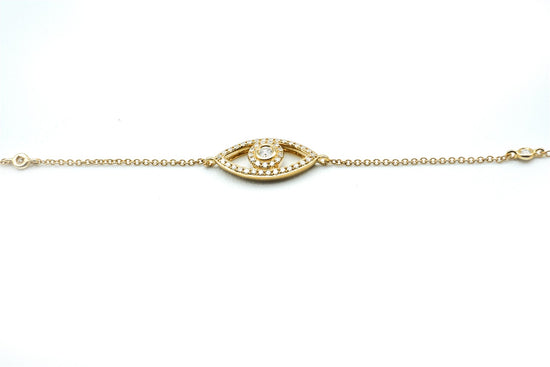 14K Yellow Gold Evil Eye Diamond Bracelet