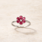 Blooming Elegance Ruby and Diamond Flower Ring – front edit
