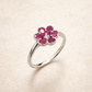 Blooming Elegance Ruby and Diamond Flower Ring – side edit