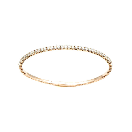 14K Rose Gold Oval Flexible Diamond Bangle