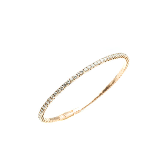 14K Rose Gold Oval Flexible Diamond Bangle