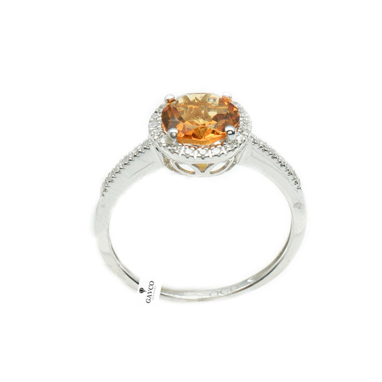 14K White Gold London Blue Topaz and Diamond Halo Ring