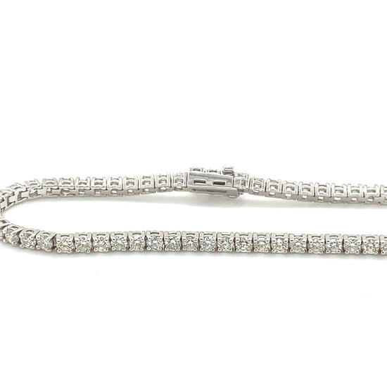 14K White Gold Diamond Tennis Bracelet with Secure Box Lock