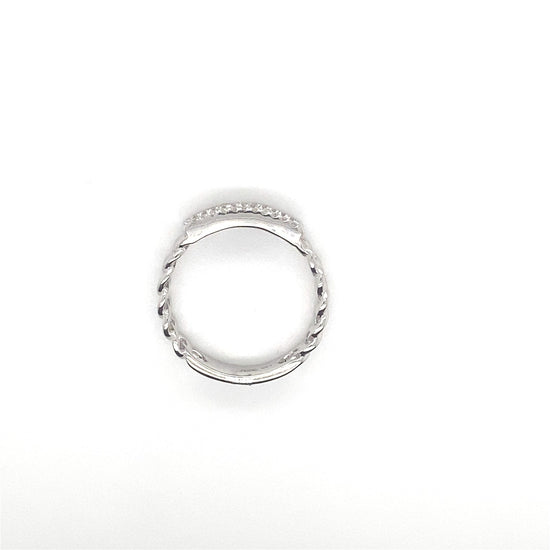14K White Gold Diamond Cuban Ring