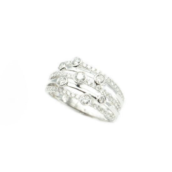 14K White Gold Multi-Band Diamond Fashion Ring