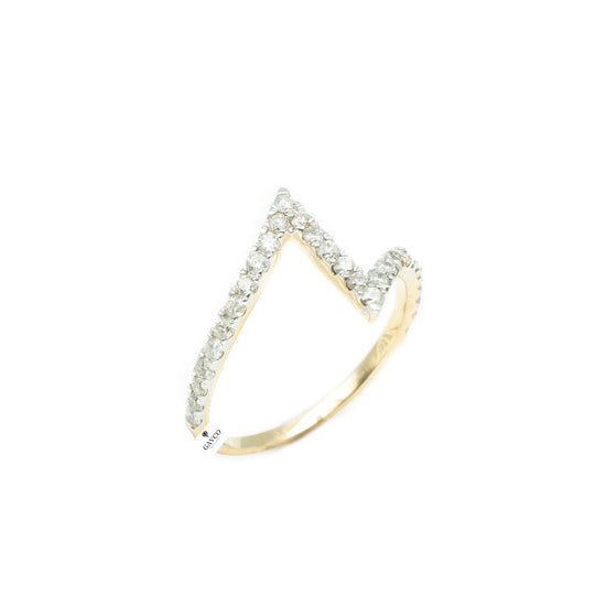14K Yellow Gold Chevron Diamond Ring