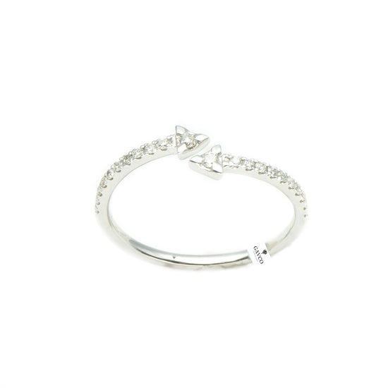 14KT White Gold Arrow Diamond Bypass Ring