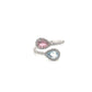 14K White Gold Diamond and Tourmaline Pear Bypass Ring