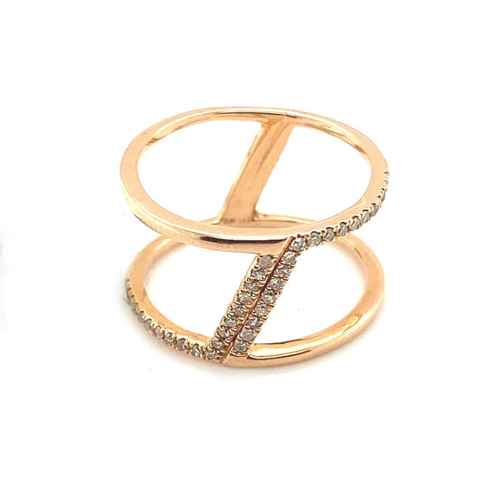 14K Rose Gold Infinity Crossover Diamond Ring