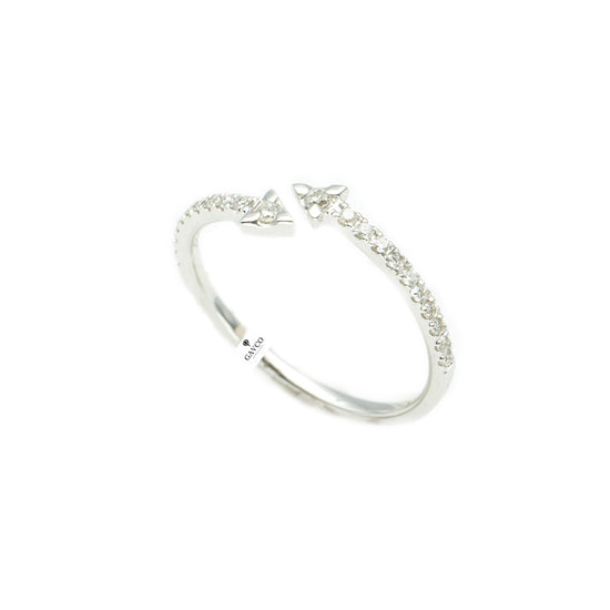 14KT White Gold Arrow Diamond Bypass Ring