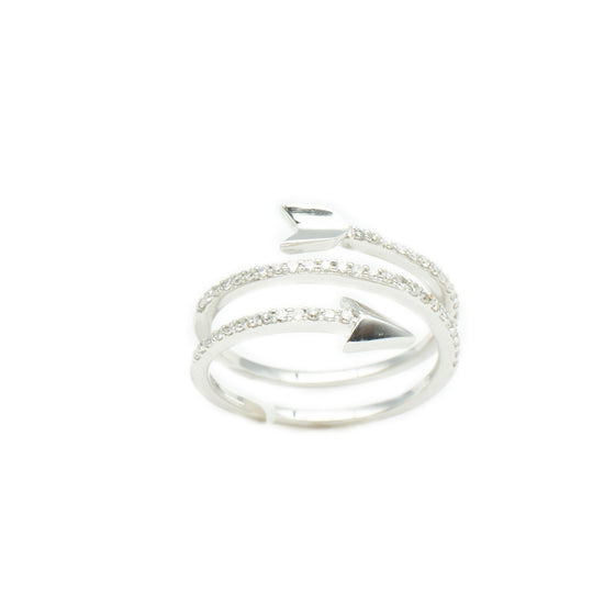 14K White Gold Arrow Diamond Ring